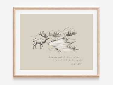 As the deer pants for streams of water so my soul pants for you, my God (Psalm 42:1) Digital download printable art